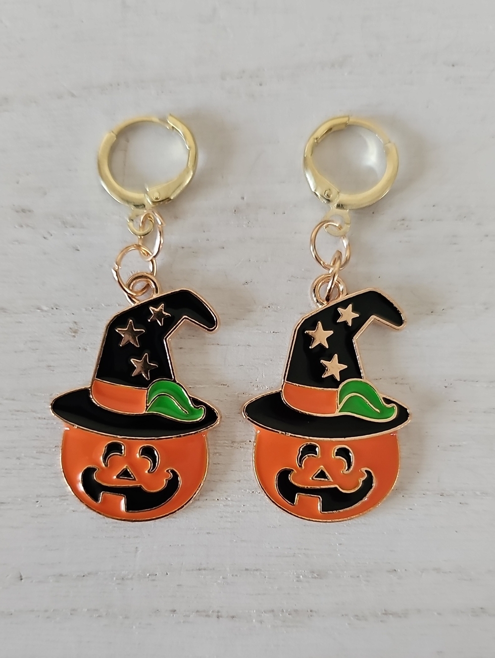 Halloween Pumpkin with Witch Hat Earrings